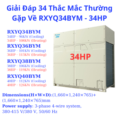 34 Thắc Mắc Thường Gặp Về RXYQ34BYM - 34HP